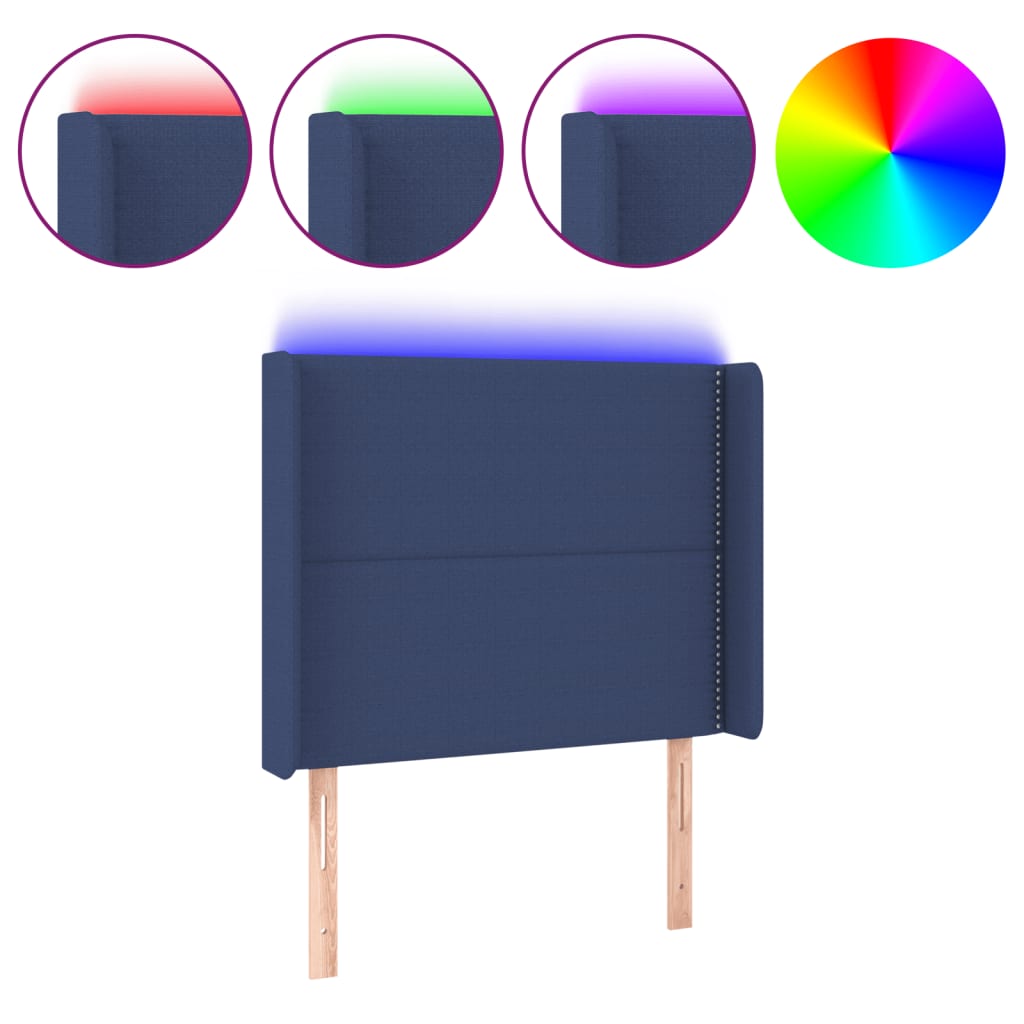 LED uzglavlje plavo 103 x 16 x 118/128 cm od tkanine