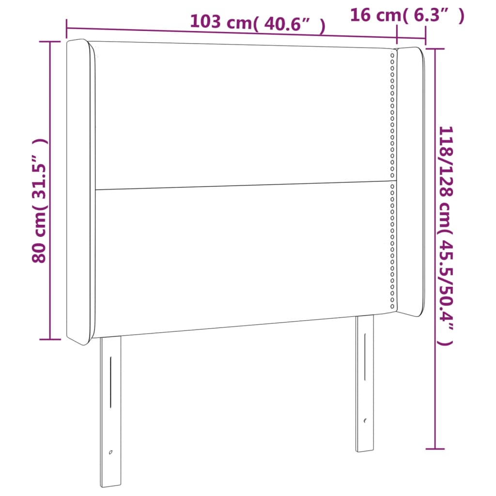 LED uzglavlje plavo 103 x 16 x 118/128 cm od tkanine