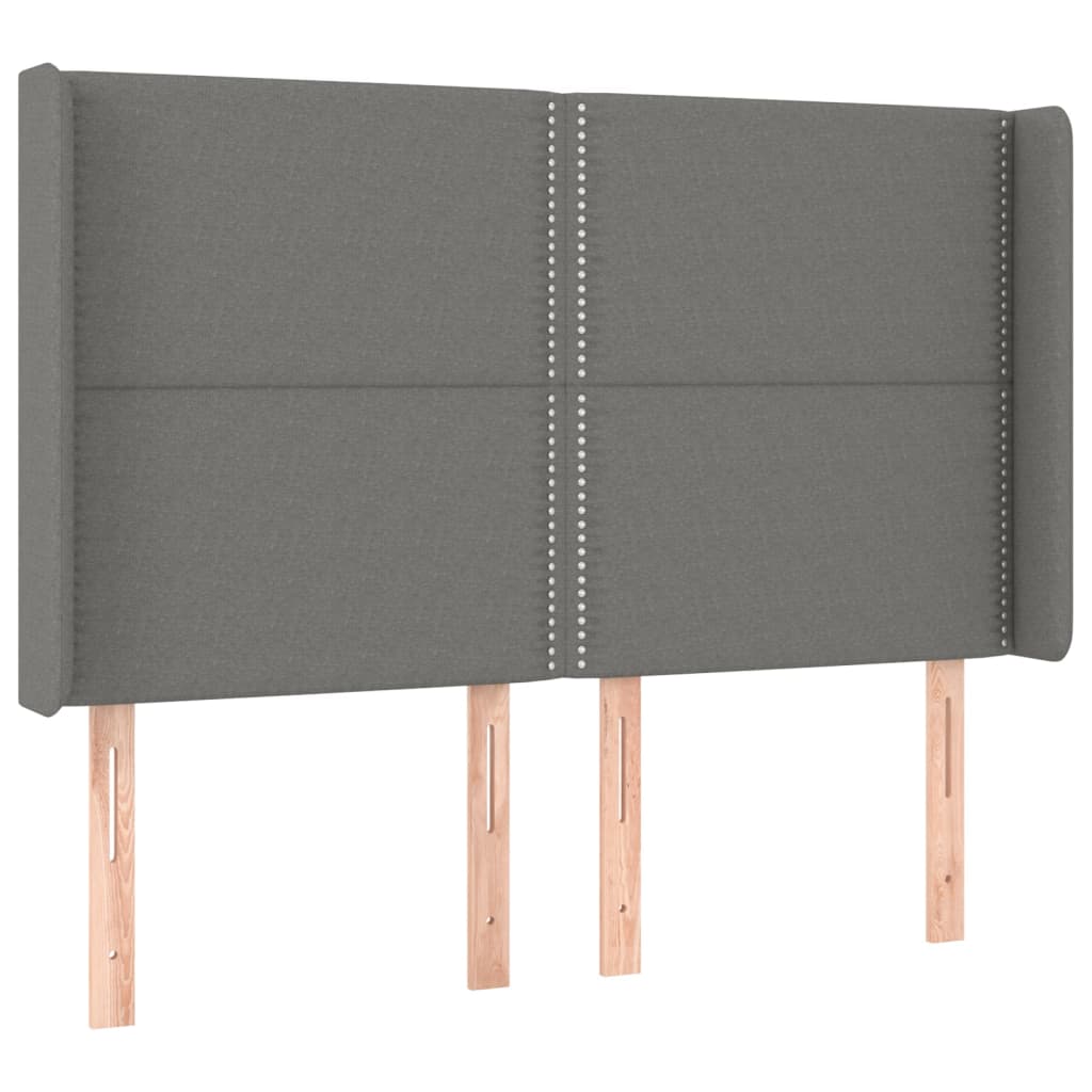 LED uzglavlje tamnosivo 147 x 16 x 118/128 cm od tkanine
