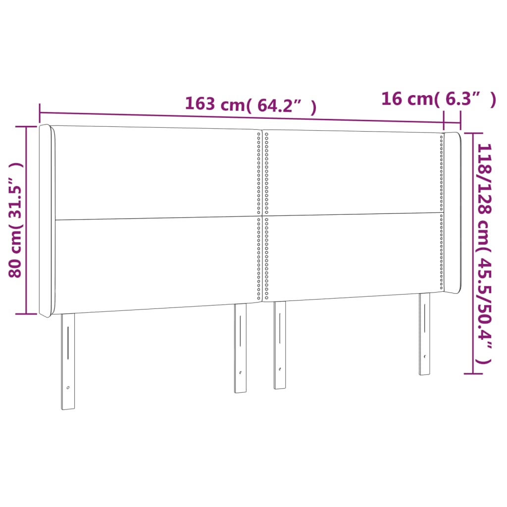 LED uzglavlje Ružičasta 163x16x118/128 cm baršunasto