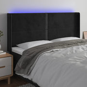 LED uzglavlje crno 203 x 16 x 118/128 cm baršunasto