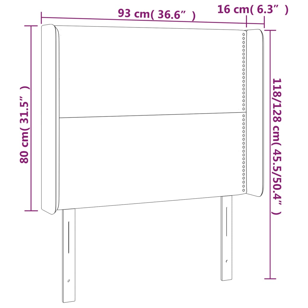 LED uzglavlje sivo 93x16x118/128 cm od umjetne kože