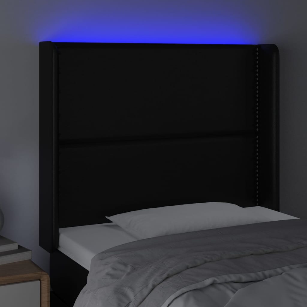 LED uzglavlje crno 103x16x118/128 cm od umjetne kože