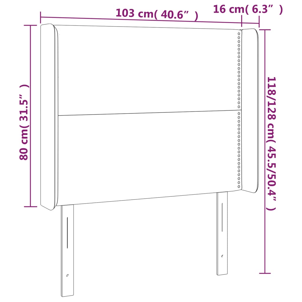 LED uzglavlje crno 103x16x118/128 cm od umjetne kože