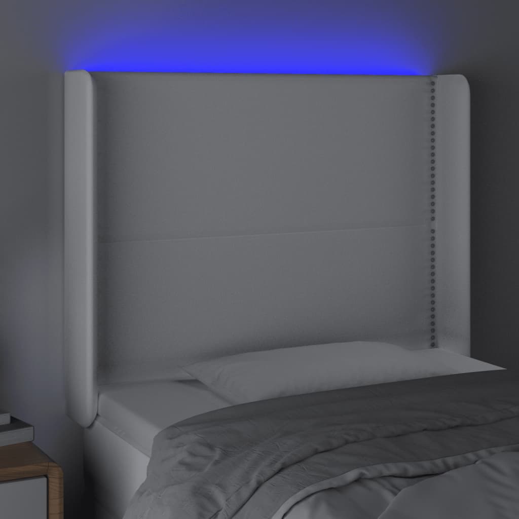 LED uzglavlje bijelo 103x16x118/128 cm od umjetne kože