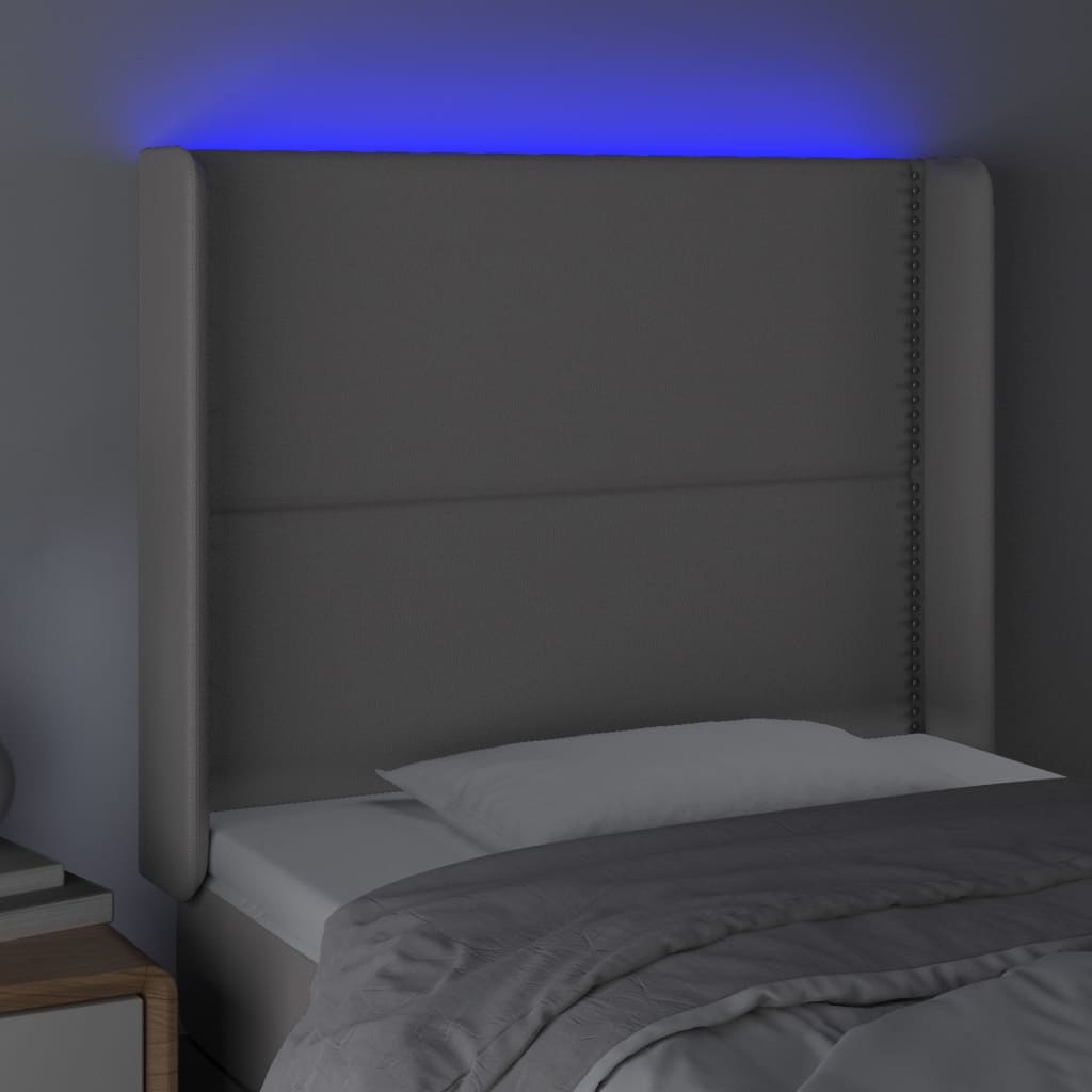 LED uzglavlje sivo 103x16x118/128 cm od umjetne kože