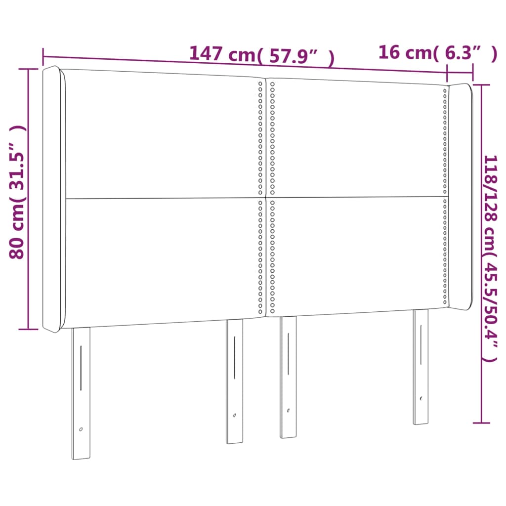 LED uzglavlje crno 147x16x118/128 cm od umjetna koža