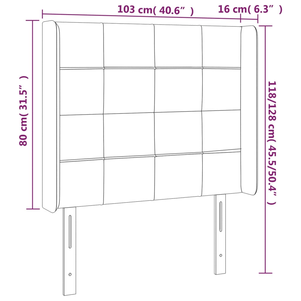 LED uzglavlje svjetlosivo 103 x 16 x 118/128 cm od tkanine