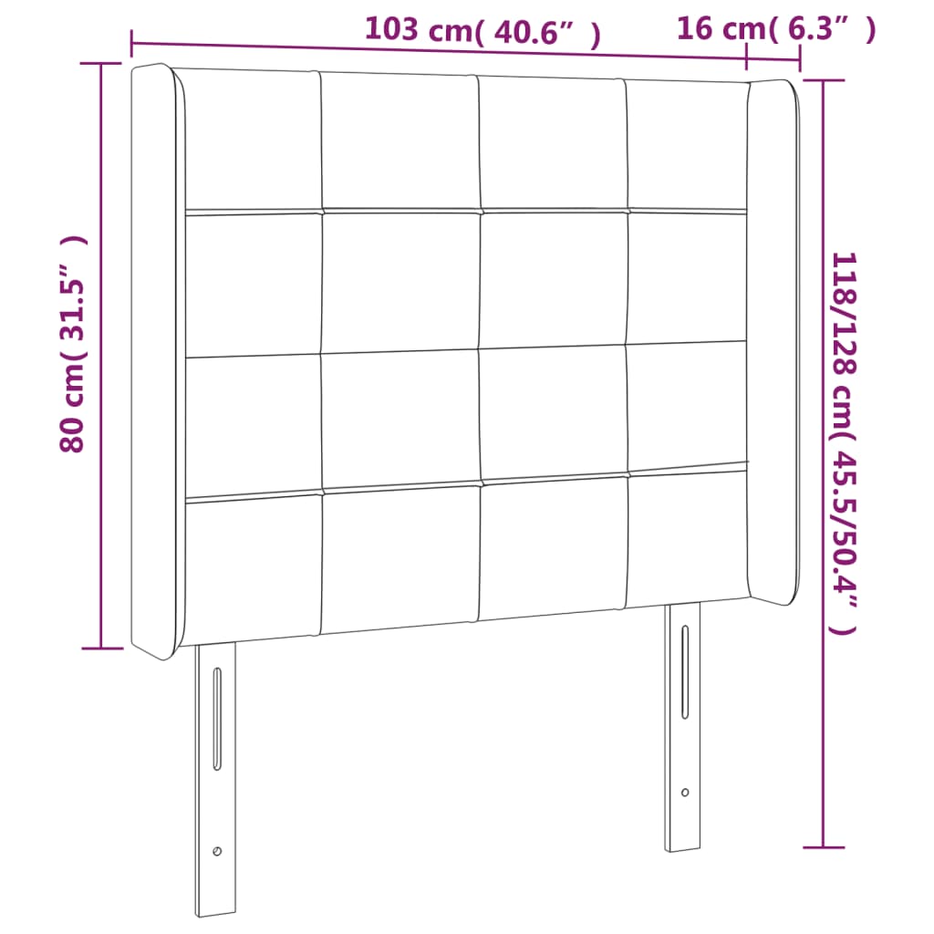 LED uzglavlje tamnosivo 103 x 16 x 118/128 cm od tkanine