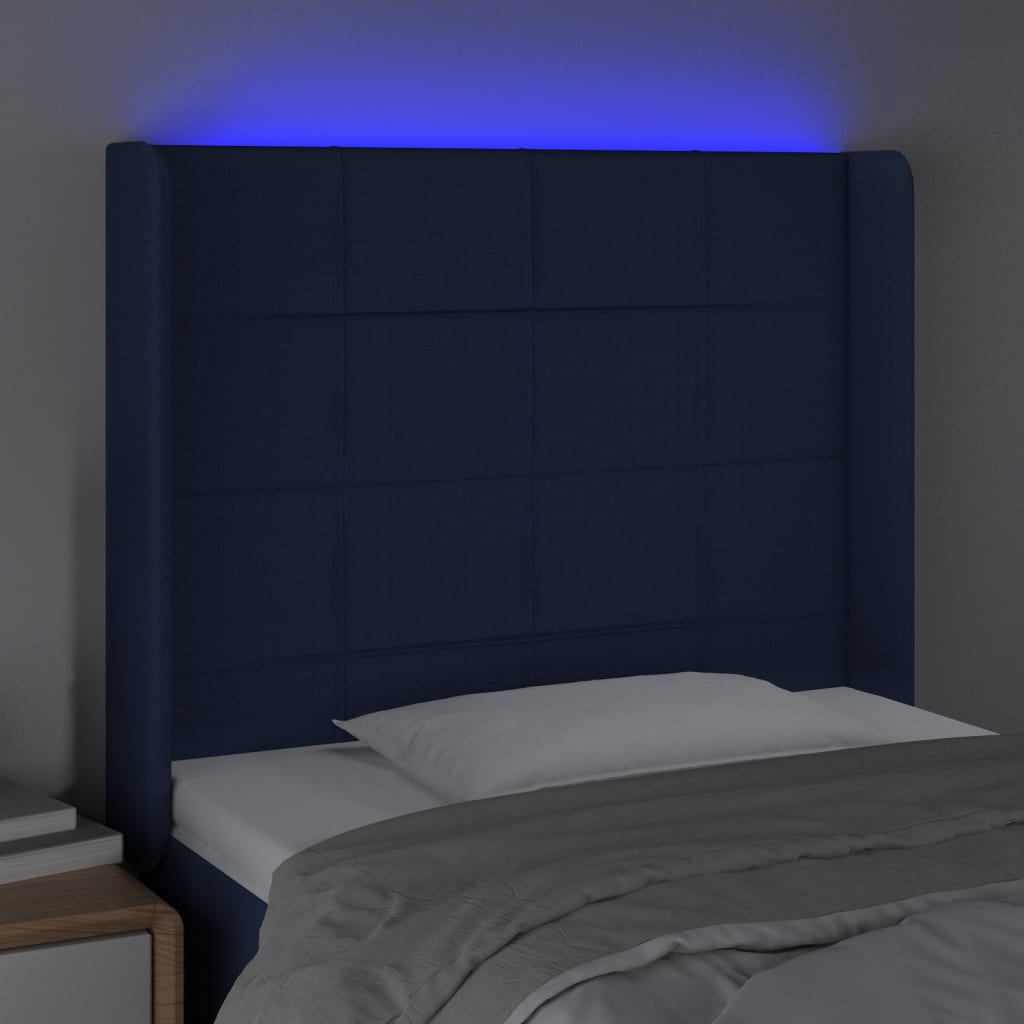 LED uzglavlje plavo 103 x 16 x 118/128 cm od tkanine
