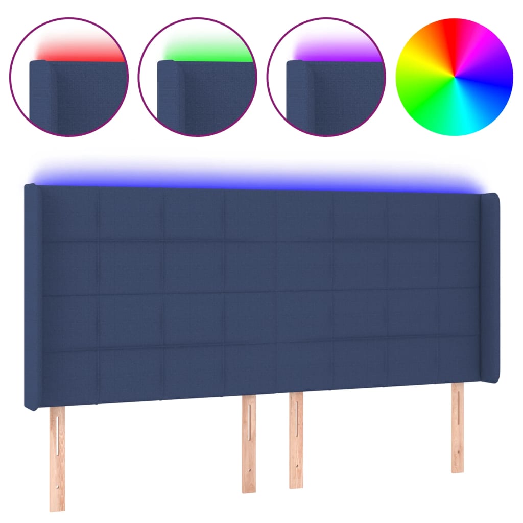 LED uzglavlje plavo 163 x 16 x 118/128 cm od tkanine