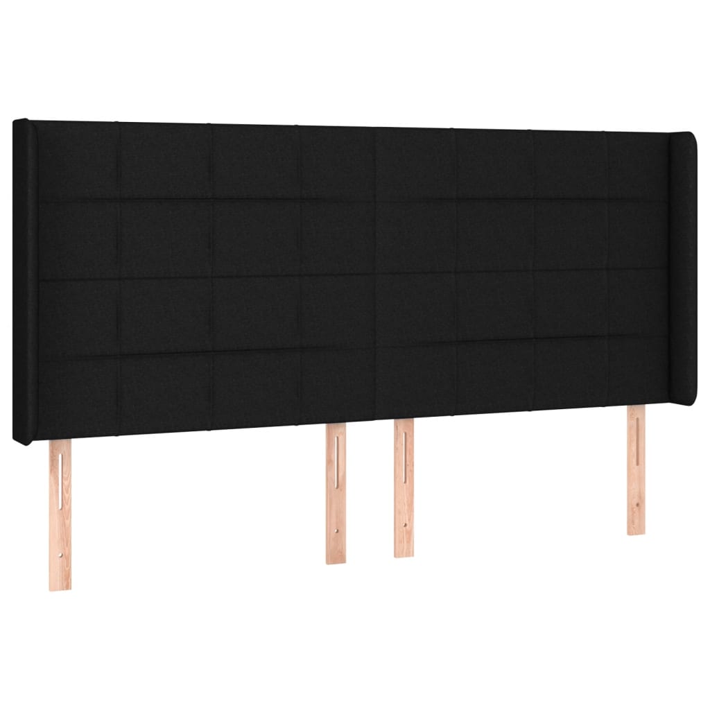 LED uzglavlje crno 203 x 16 x 118/128 cm od tkanine