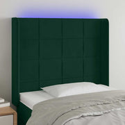LED uzglavlje tamnozeleno 83x16x118/128 cm baršunasto