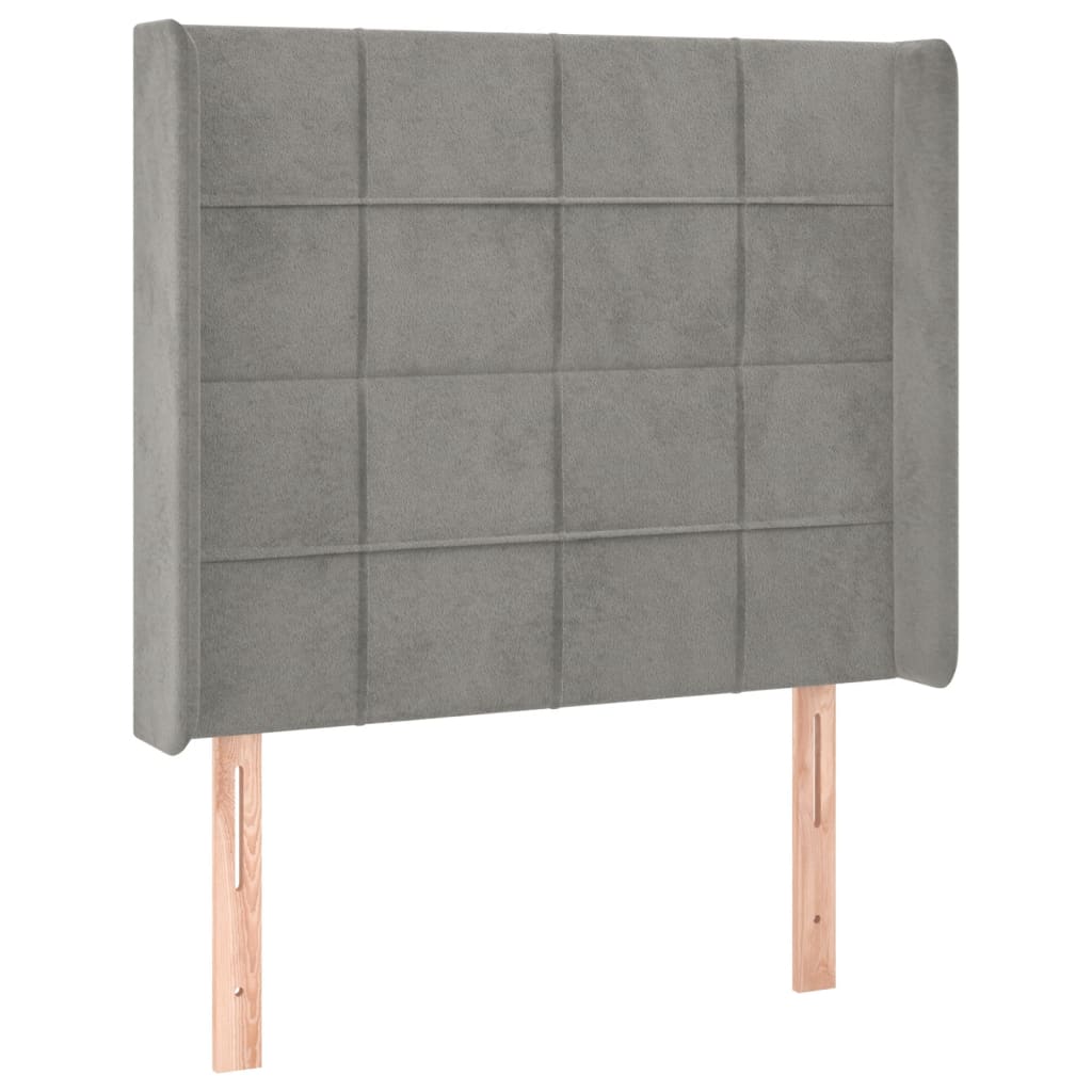 LED uzglavlje svjetlosivo 93 x 16 x 118/128 cm baršunasto