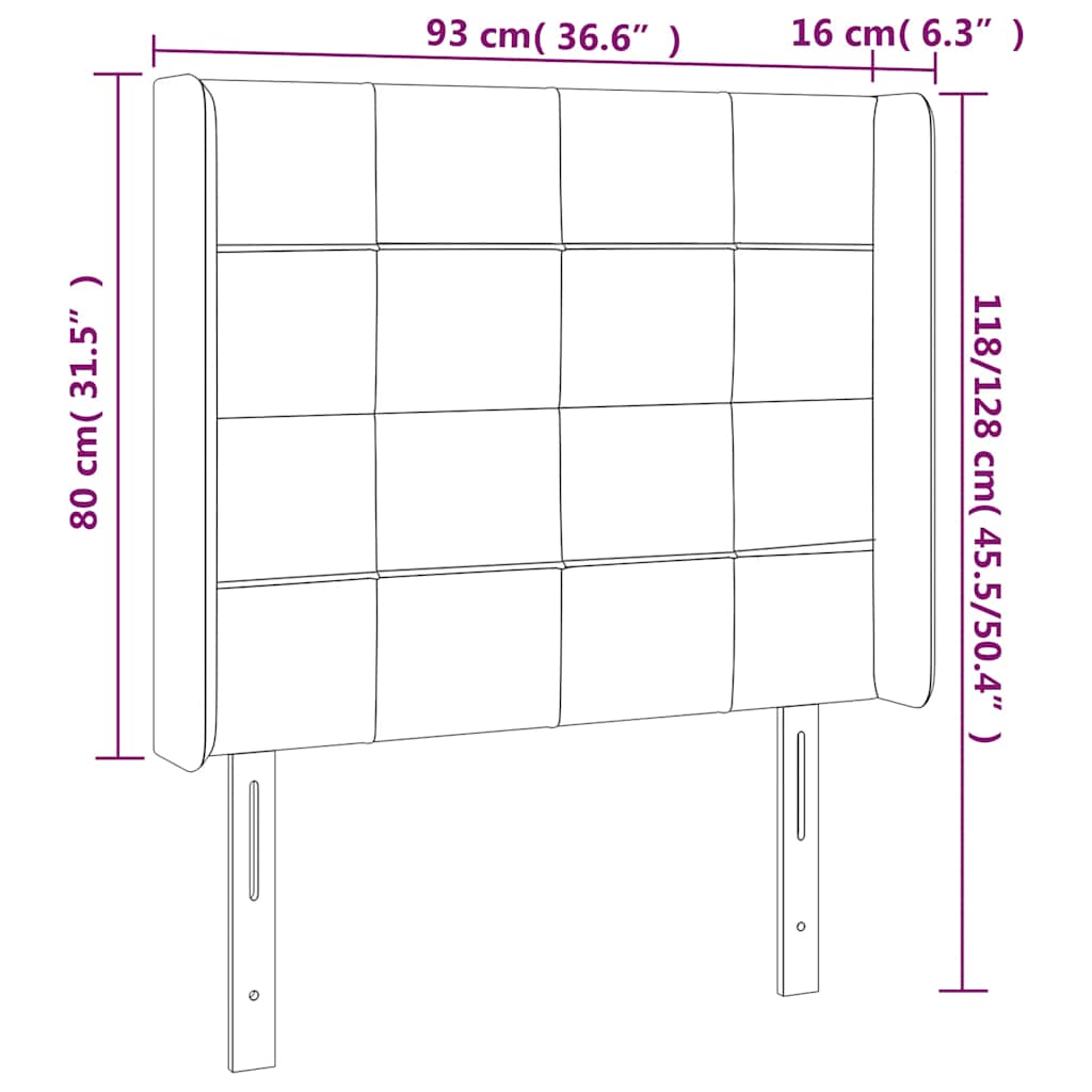 LED uzglavlje tamnoplavo 93x16x118/128 cm baršunasto