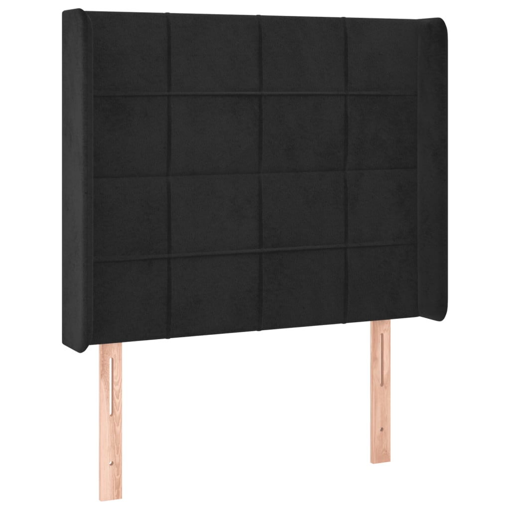 LED uzglavlje crno 103x16x118/128 cm baršunasto