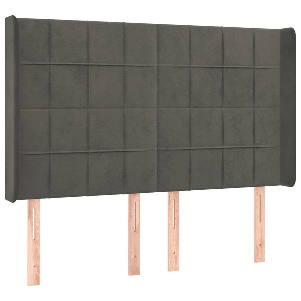 LED uzglavlje tamnosivo 147x16x118/128 cm baršunasto