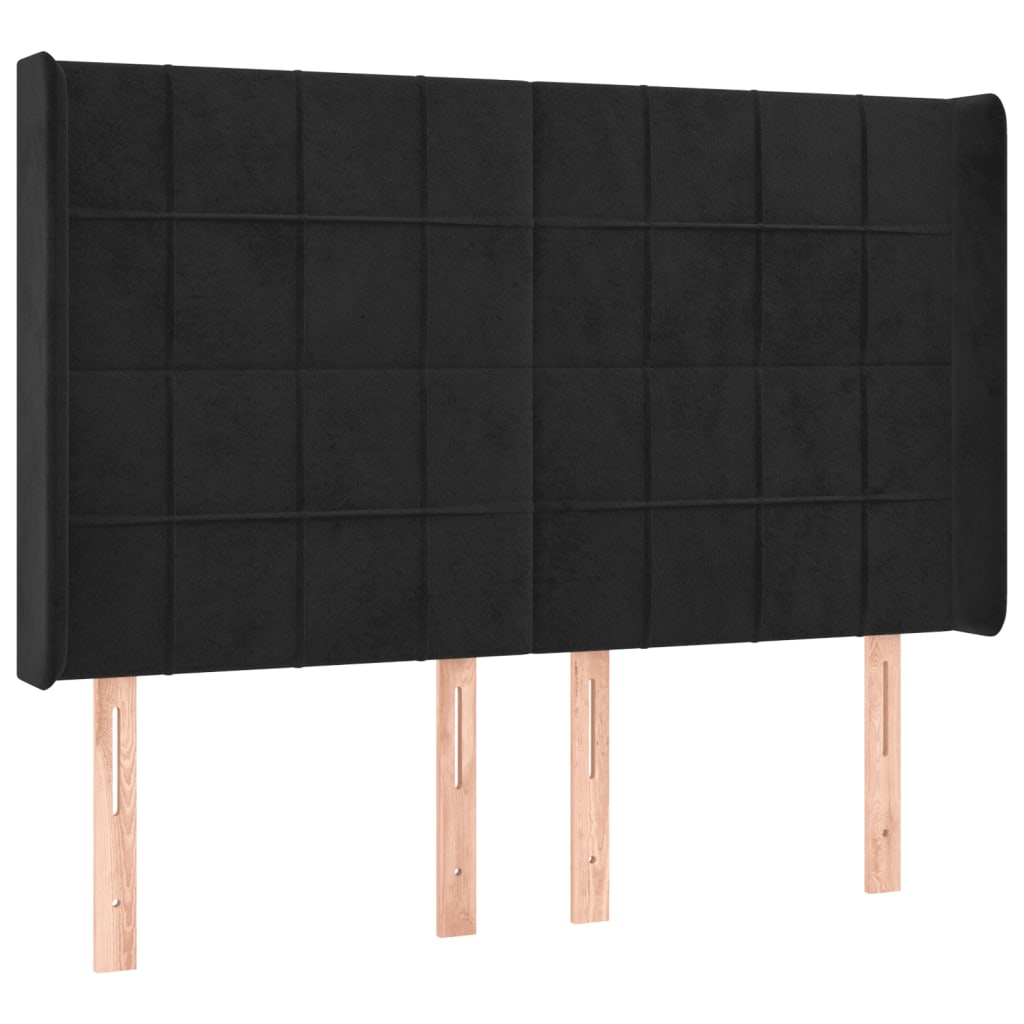 LED uzglavlje crno 147x16x118/128 cm baršunasto