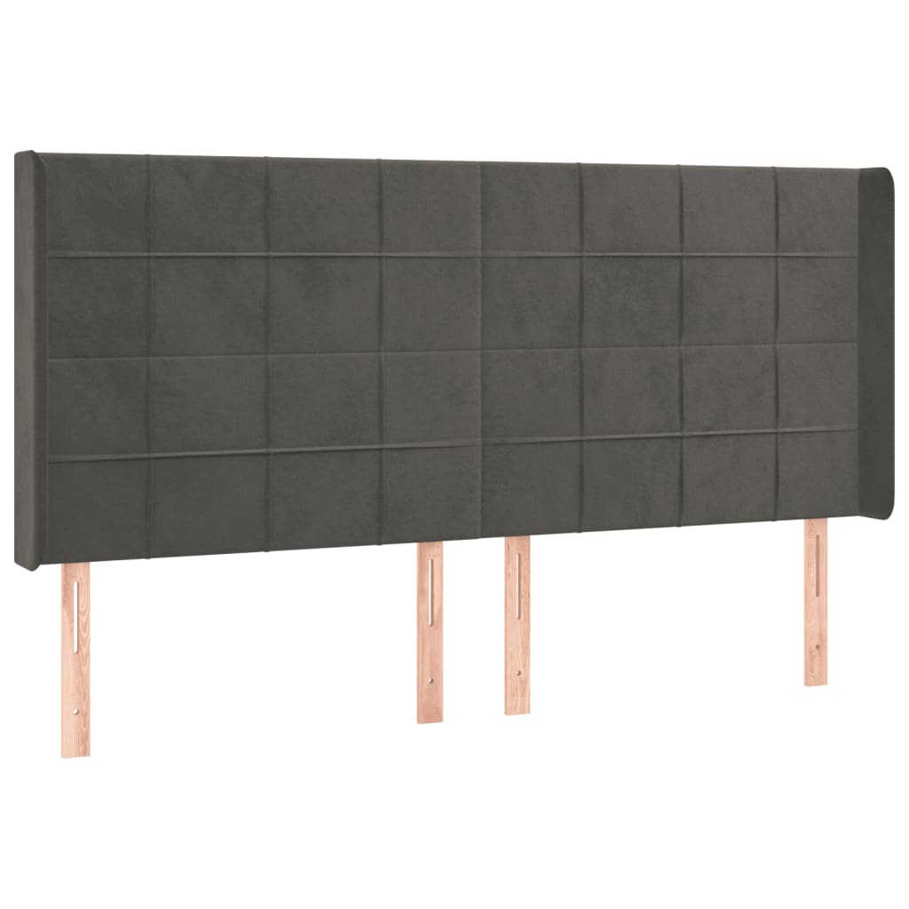 LED uzglavlje tamnosivo 163x16x118/128 cm baršunasto
