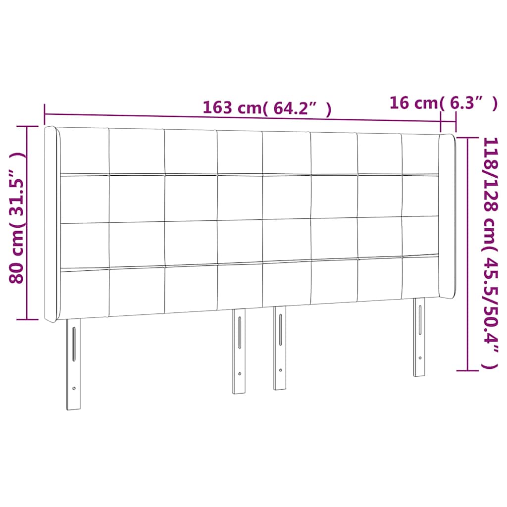 LED uzglavlje tamnozeleno 163x16x118/128 cm baršunasto