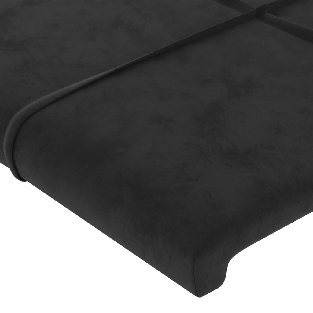 LED uzglavlje crno 183 x 16 x 118/128 cm baršunasto