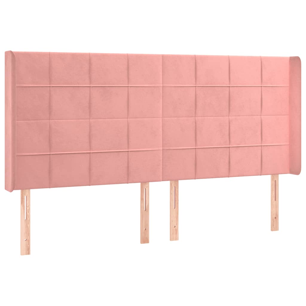 LED uzglavlje ružičasto 203x16x118/128 cm baršunasto