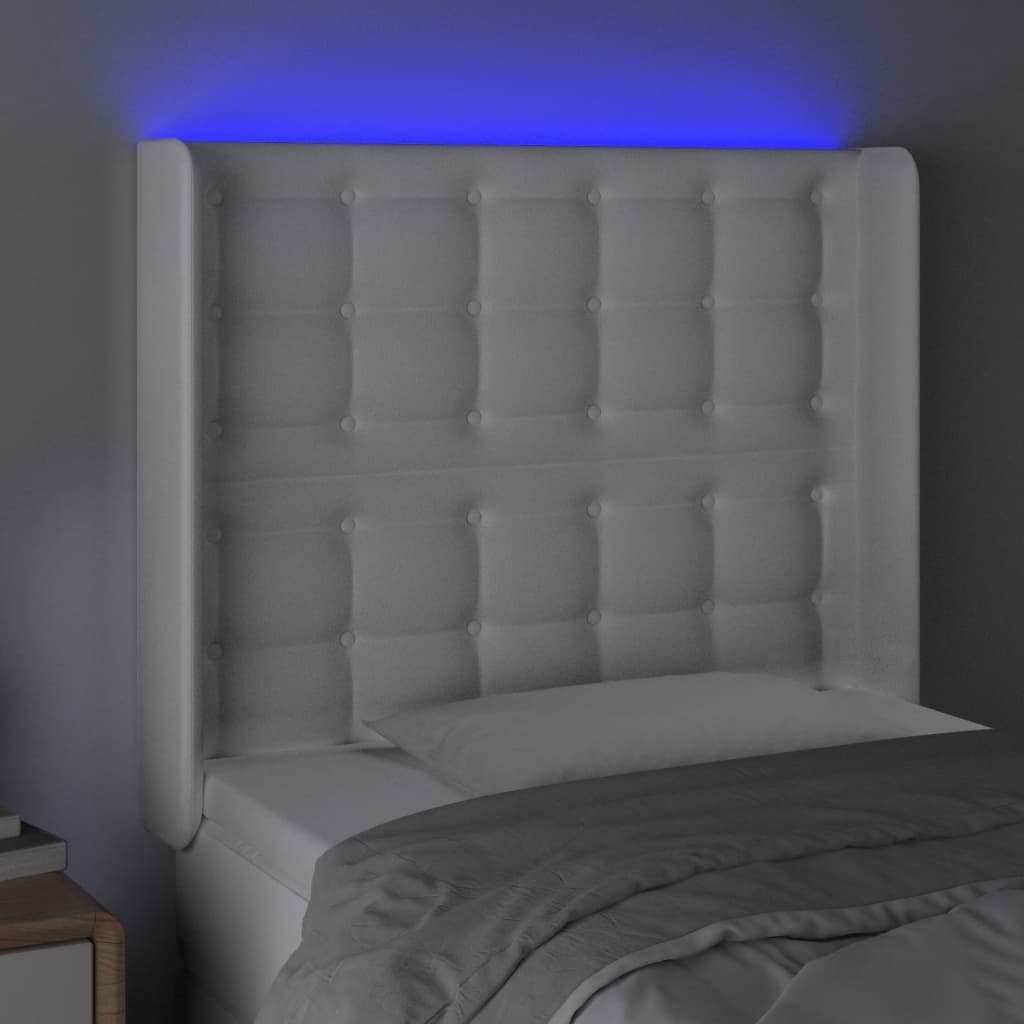 LED uzglavlje bijelo 83x16x118/128 cm od umjetne kože