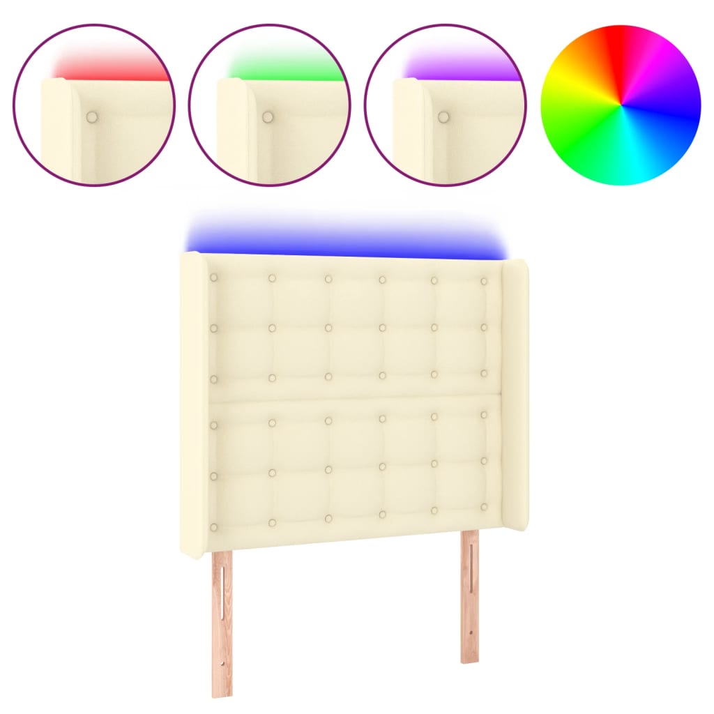 LED uzglavlje krem 93 x 16 x 118/128 cm od umjetne kože