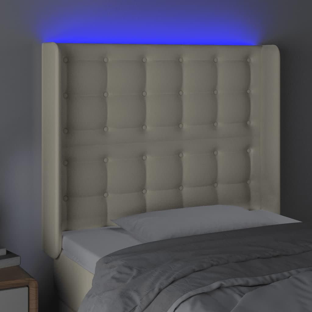 LED uzglavlje krem 93 x 16 x 118/128 cm od umjetne kože