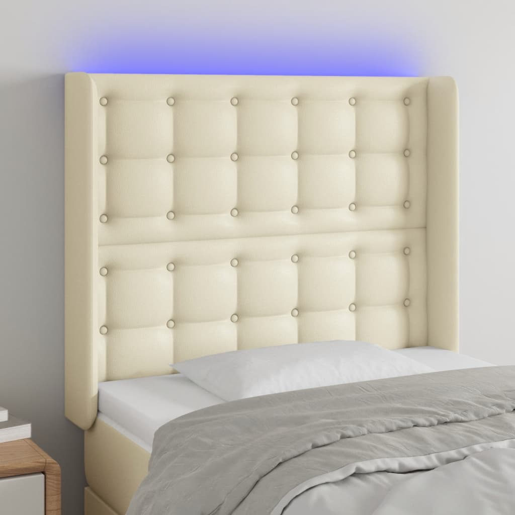 LED uzglavlje krem 93 x 16 x 118/128 cm od umjetne kože