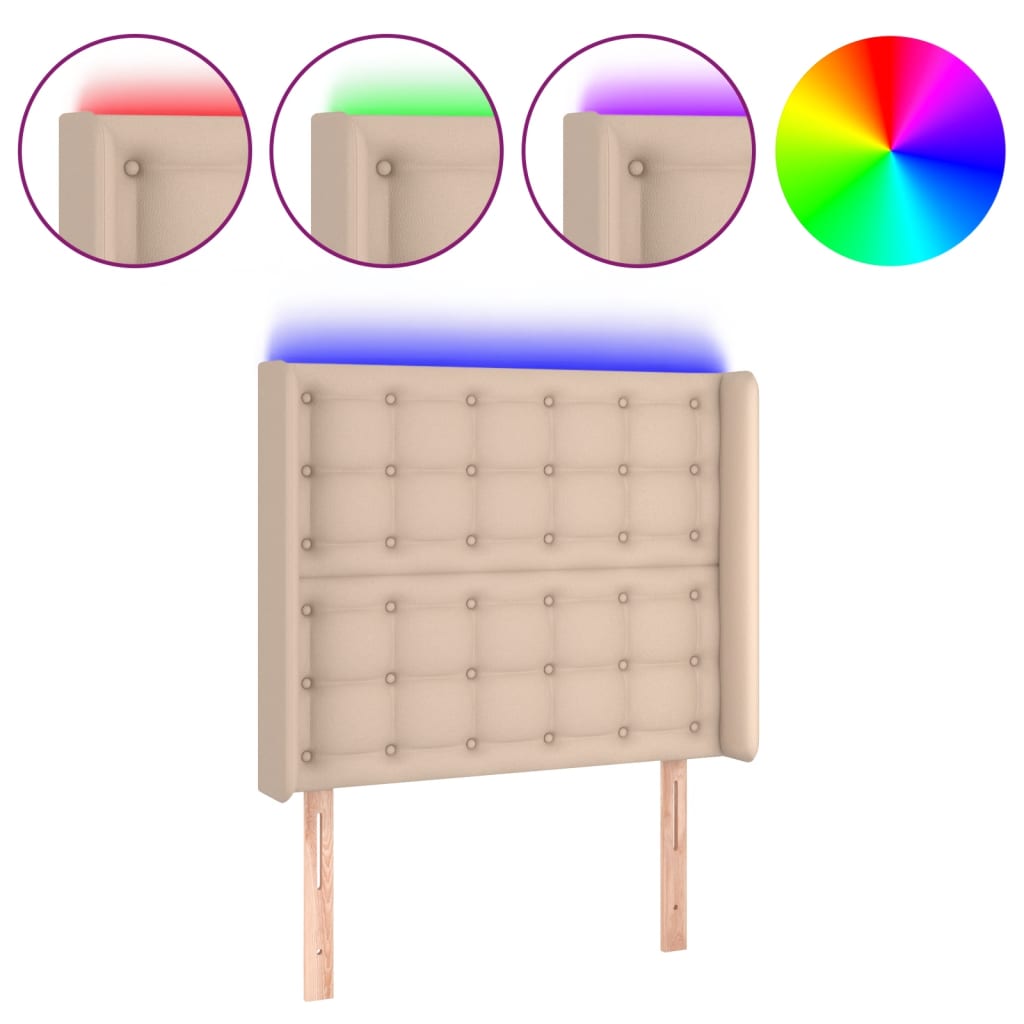 LED uzglavlje boja cappuccina 93x16x118/128 cm od umjetne kože