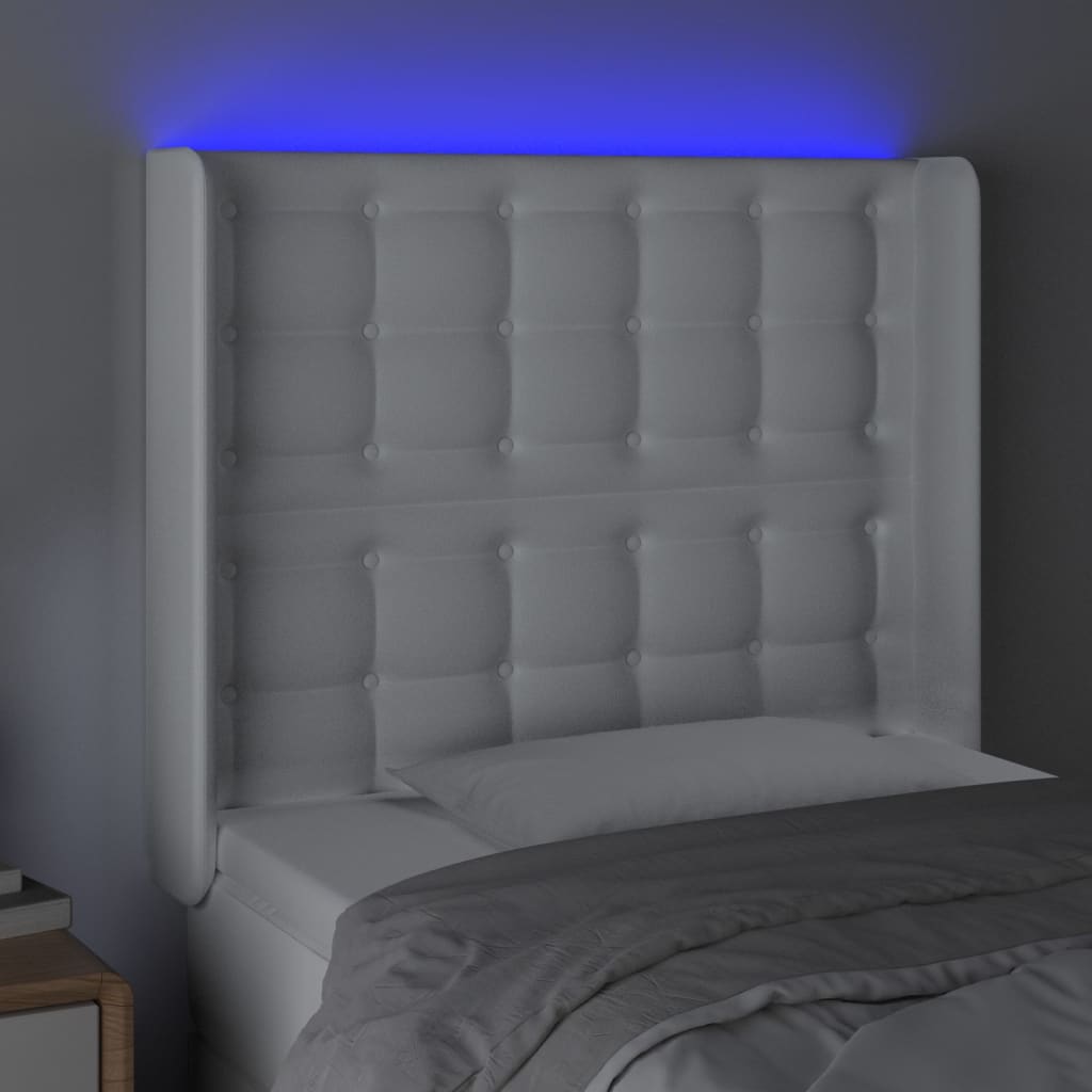 LED uzglavlje bijelo 103x16x118/128 cm od umjetne kože