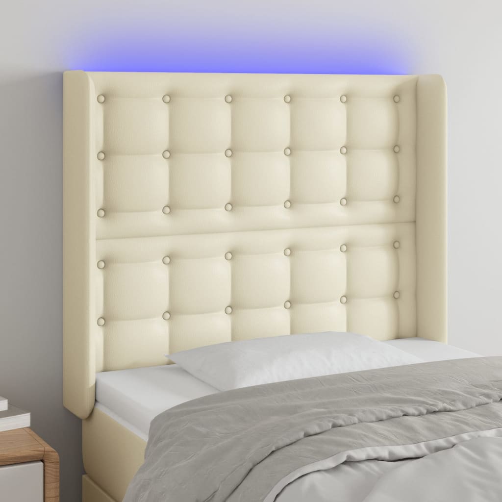 LED uzglavlje krem 103 x 16 x 118/128 cm od umjetne kože