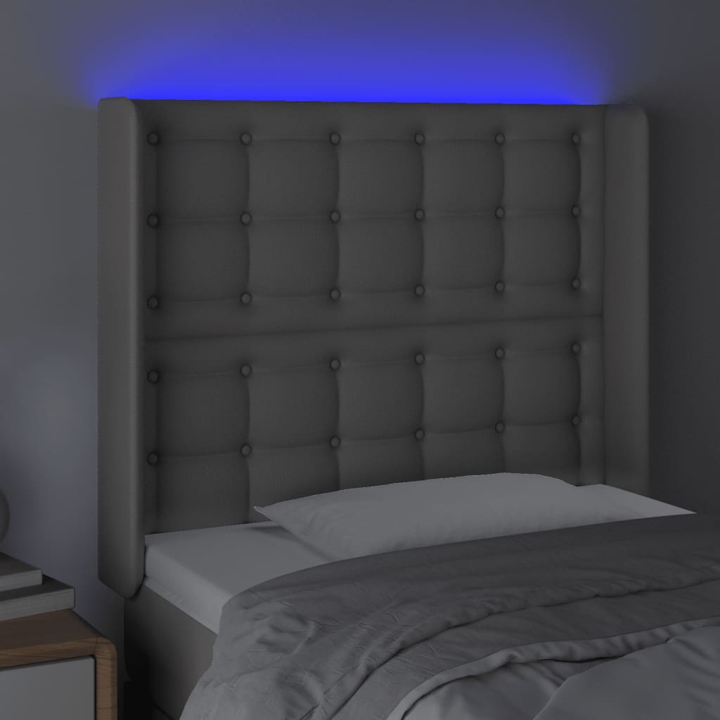 LED uzglavlje sivo 103x16x118/128 cm od umjetne kože