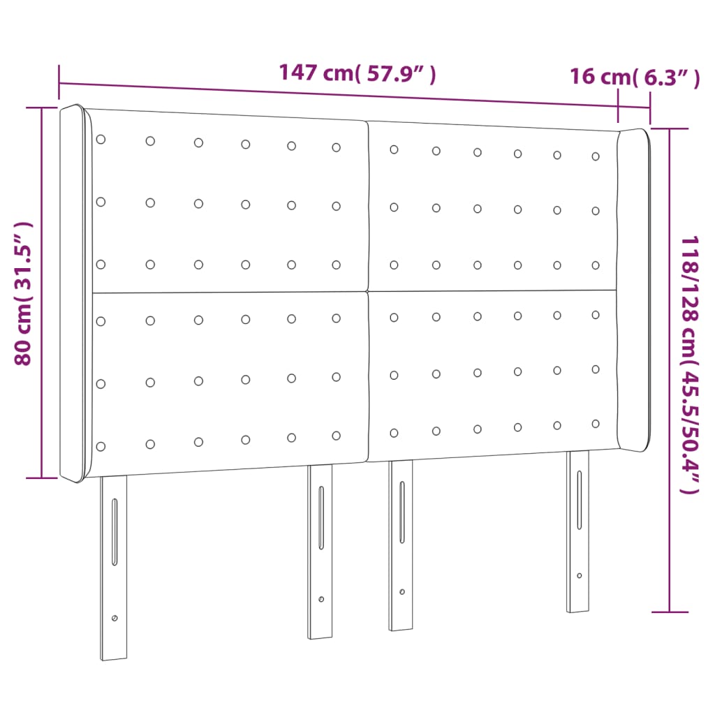 LED uzglavlje sivo 147x16x118/128 cm od umjetne kože