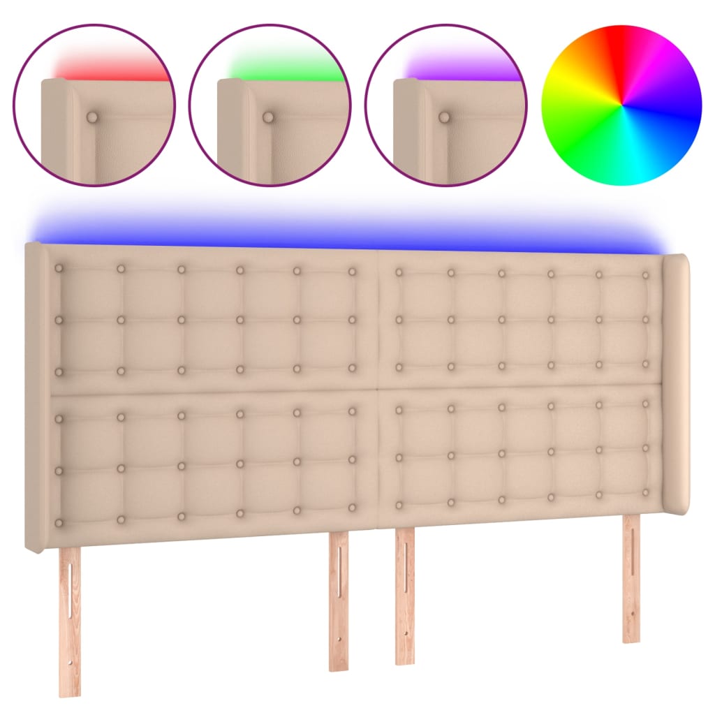LED uzglavlje boja cappuccina 183x16x118/128cm od umjetna koža