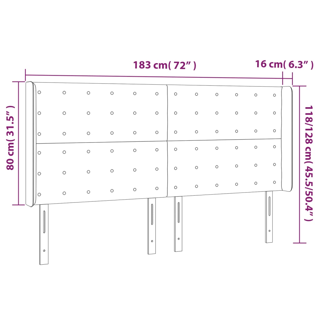LED uzglavlje boja cappuccina 183x16x118/128cm od umjetna koža
