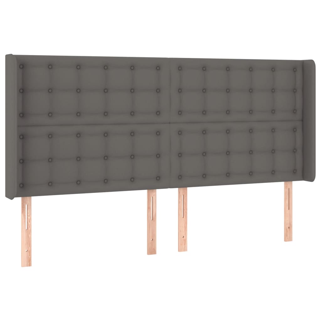 LED uzglavlje sivo 203x16x118/128 cm od umjetne kože