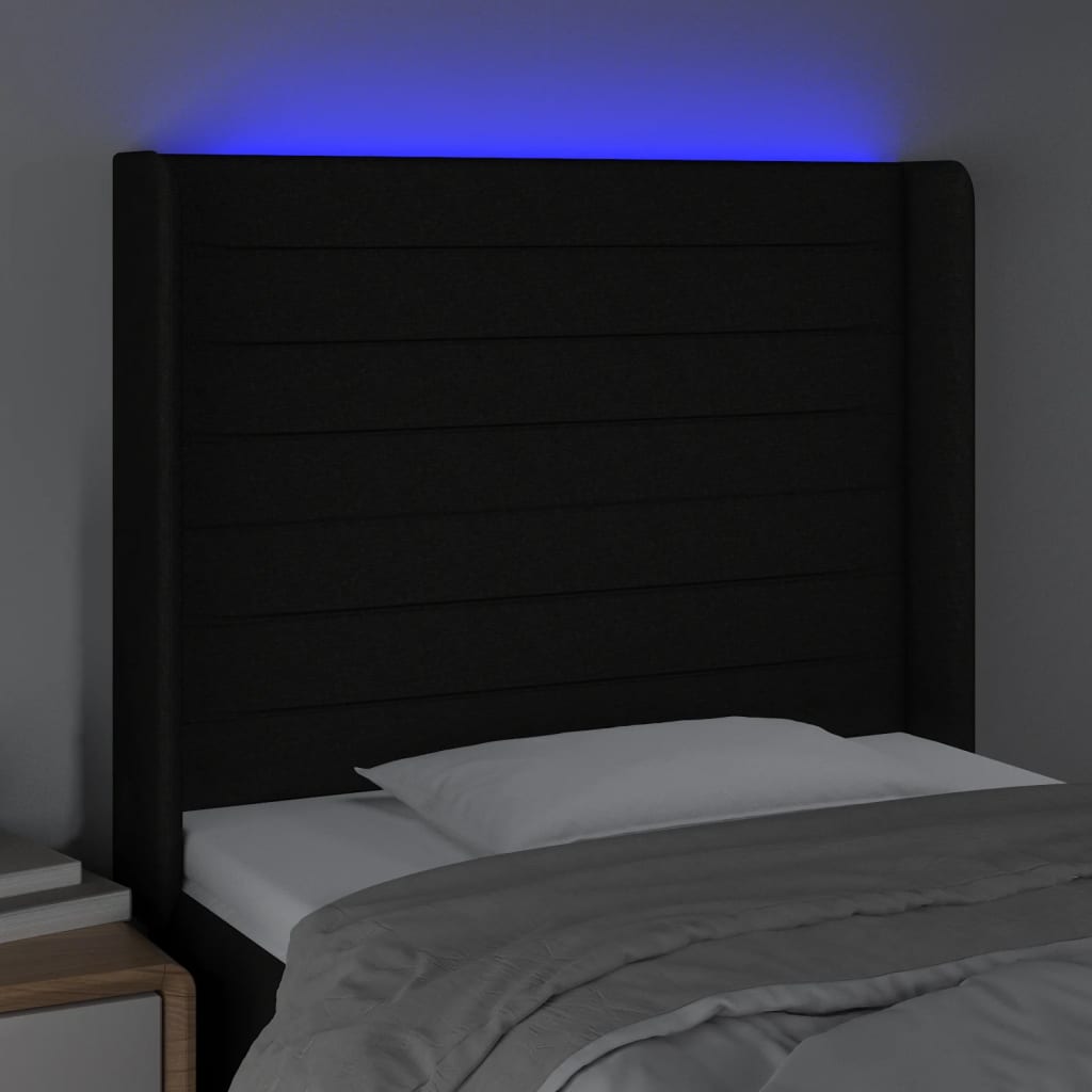 LED uzglavlje crno 83 x 16 x 118/128 cm od tkanine