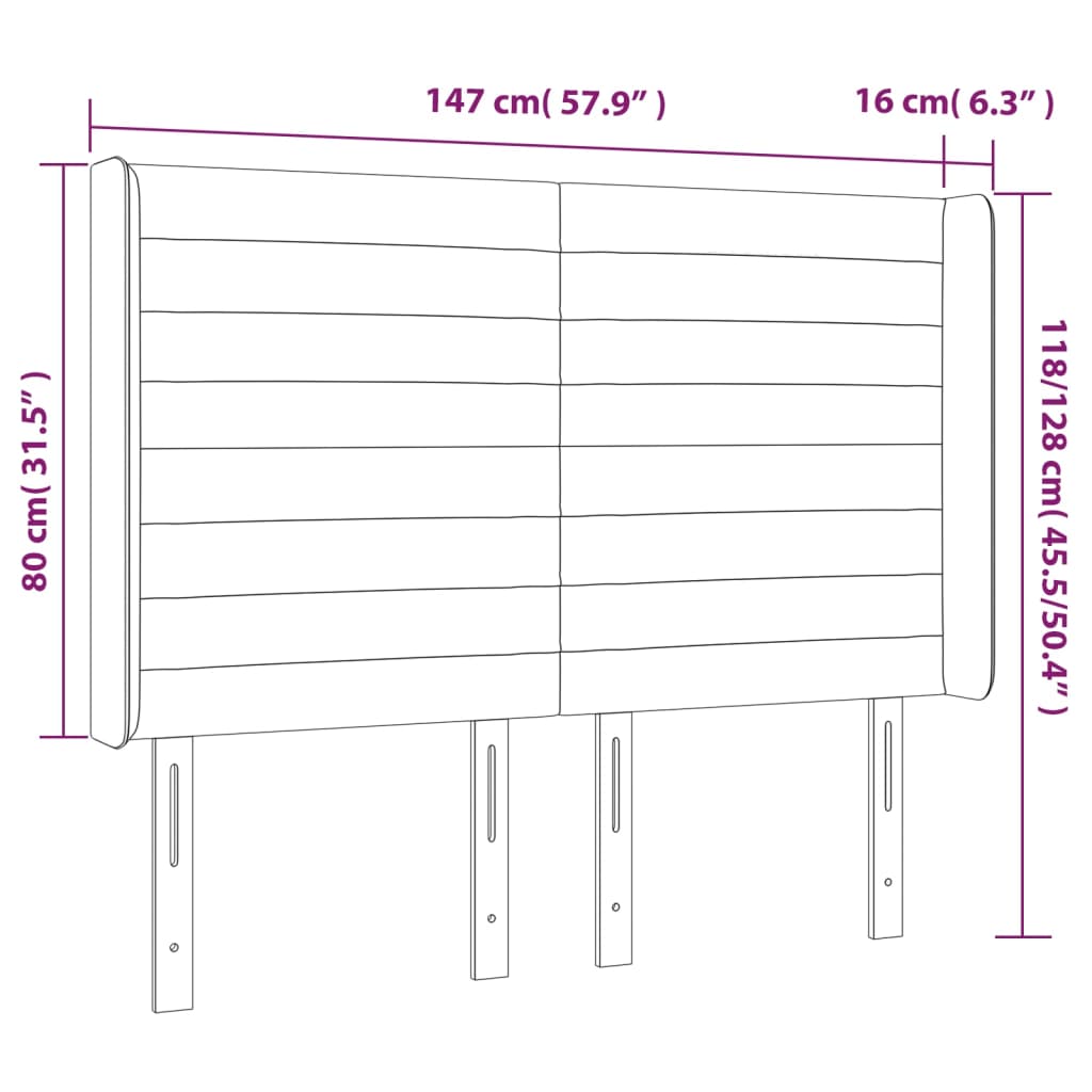 LED uzglavlje krem 147 x 16 x 118/128 cm od tkanine