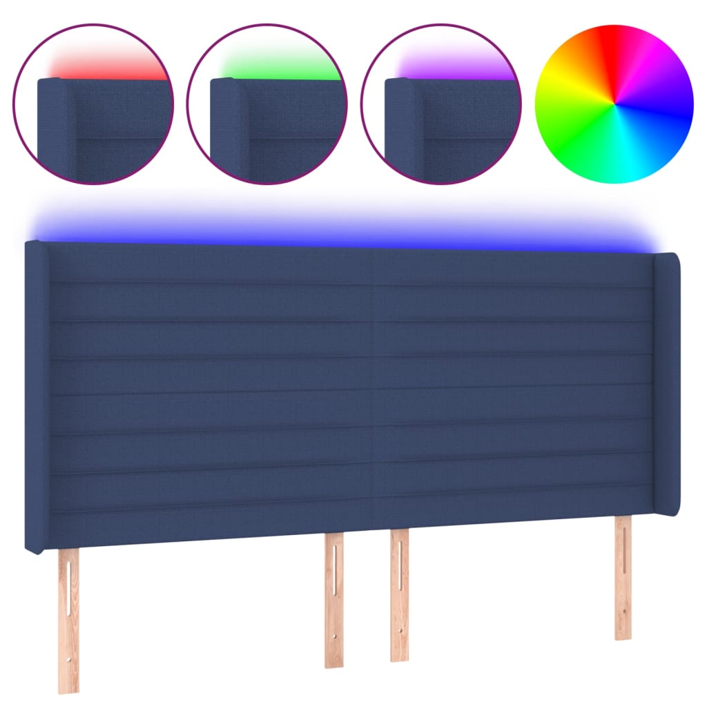 LED uzglavlje plavo 163 x 16 x 118/128 cm od tkanine