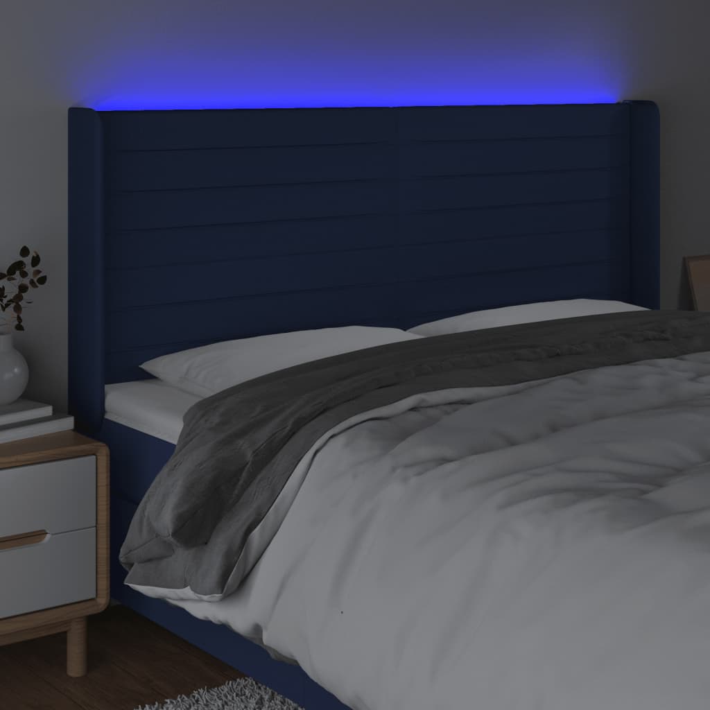 LED uzglavlje plavo 163 x 16 x 118/128 cm od tkanine