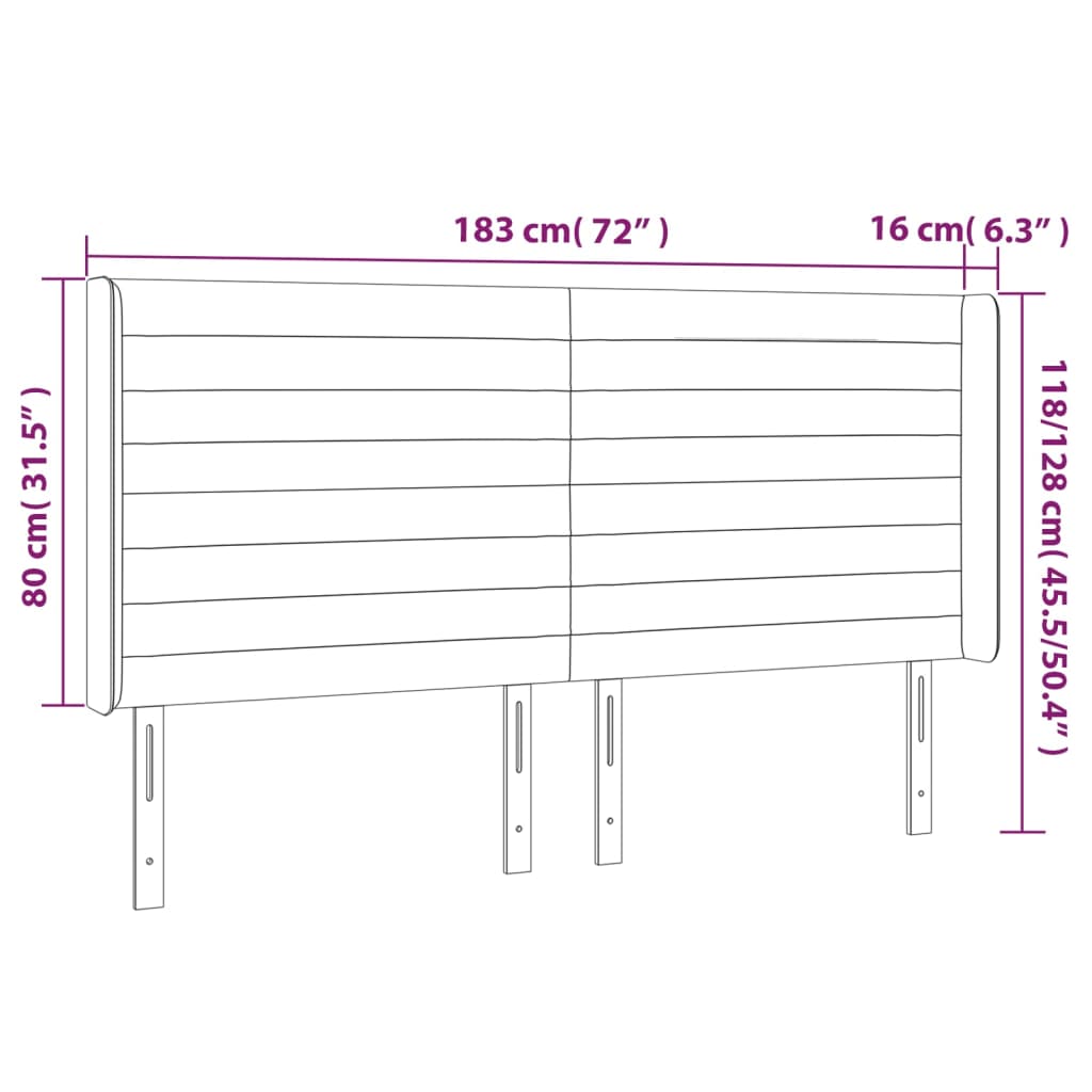 LED uzglavlje plavo 183 x 16 x 118/128 cm od tkanine