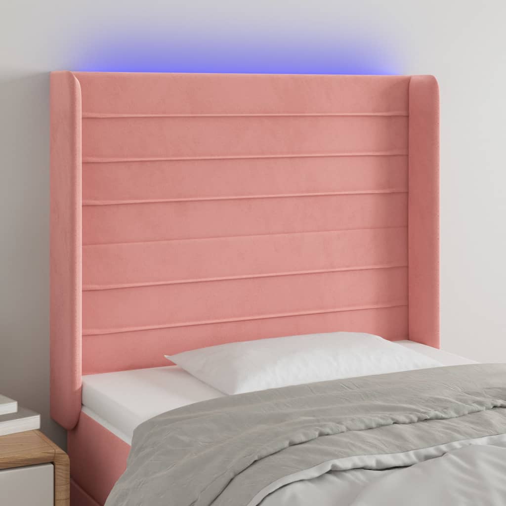 LED uzglavlje ružičasto 83x16x118/128 cm baršunasto