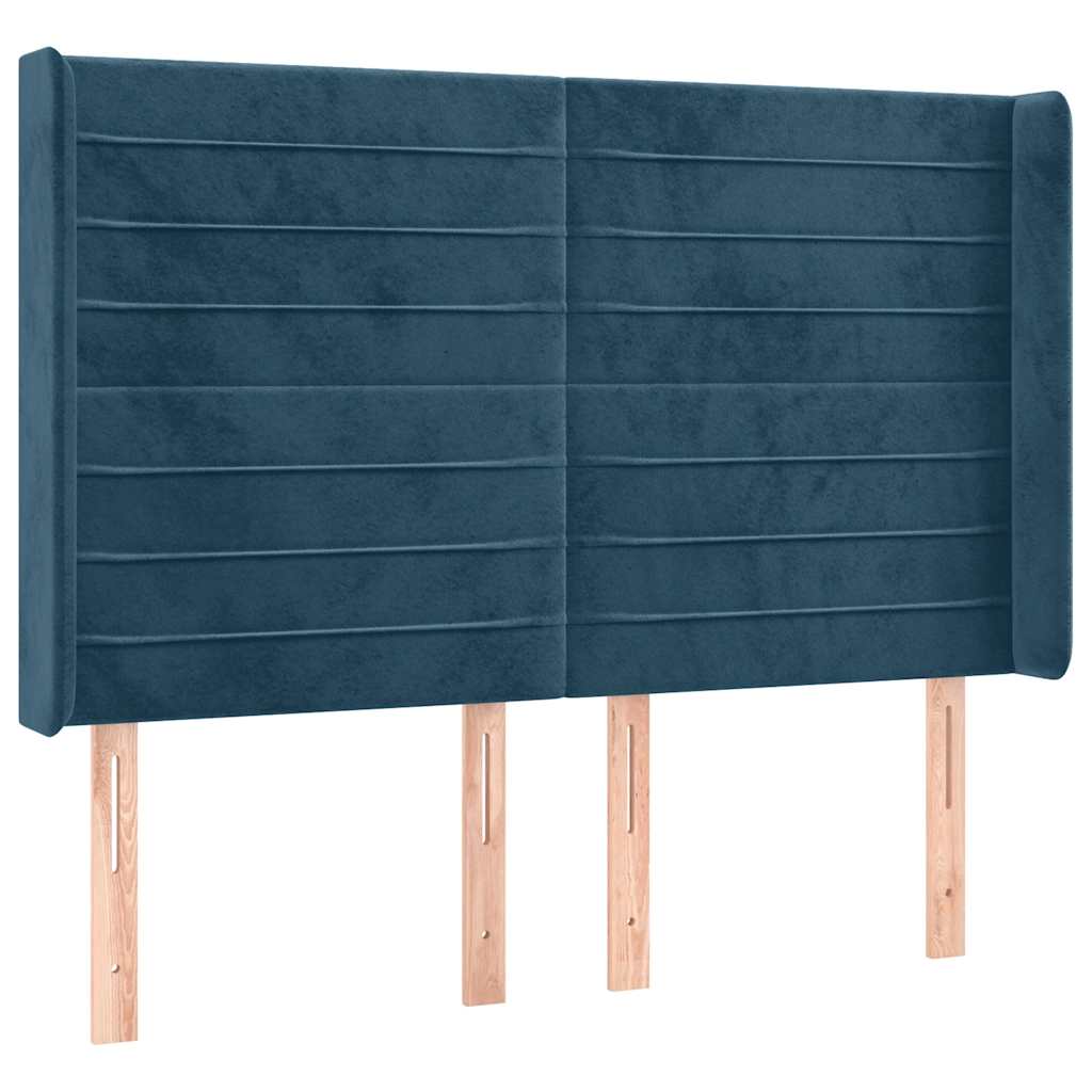 LED uzglavlje tamnoplavo 147x16x118/128 cm baršunasto