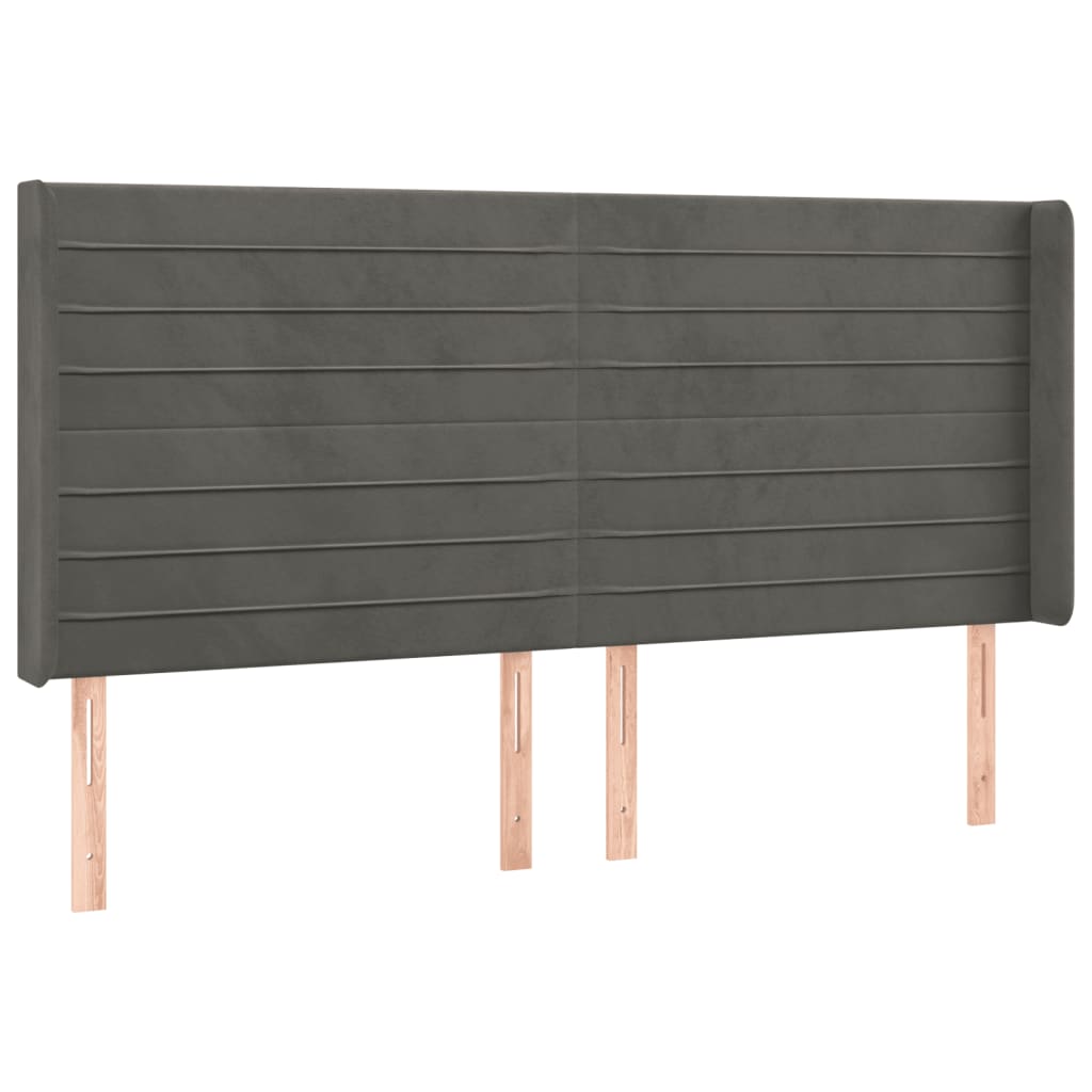 LED uzglavlje tamnosivo 183 x 16 x 118/128 cm baršunasto