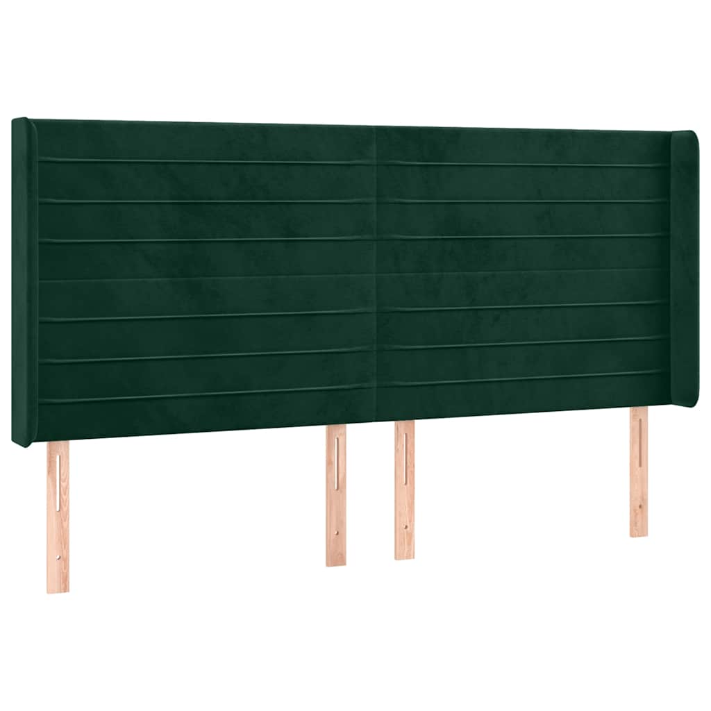 LED uzglavlje tamnozeleno 183 x 16 x 118/128 cm baršunasto