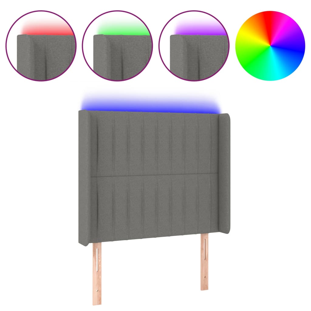 LED uzglavlje tamnosivo 83 x 16 x 118/128 cm od tkanine