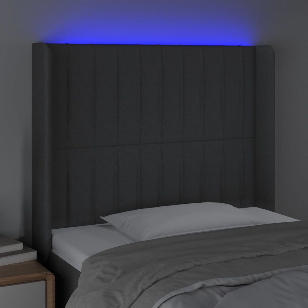 LED uzglavlje tamnosivo 83 x 16 x 118/128 cm od tkanine