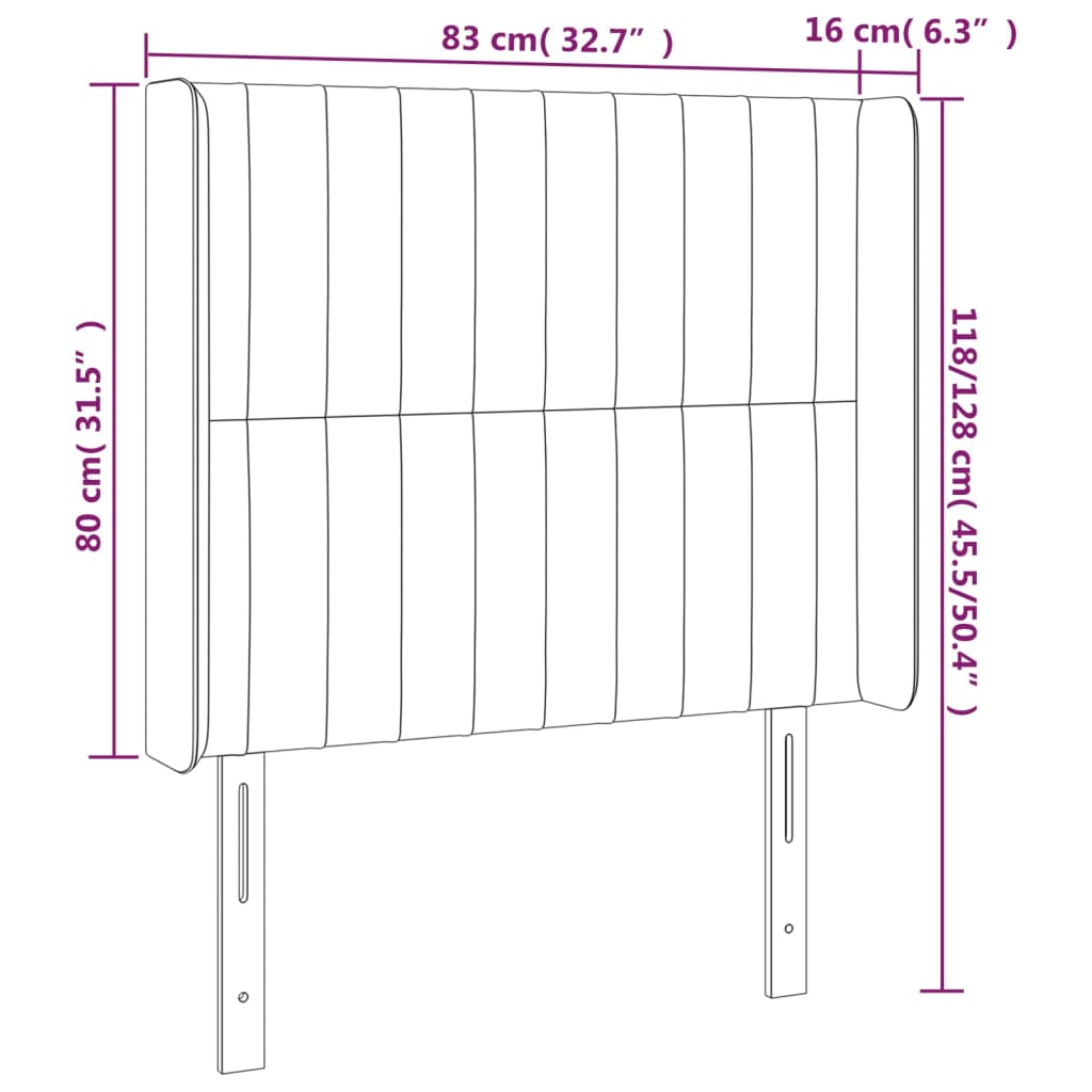 LED uzglavlje tamnosivo 83 x 16 x 118/128 cm od tkanine